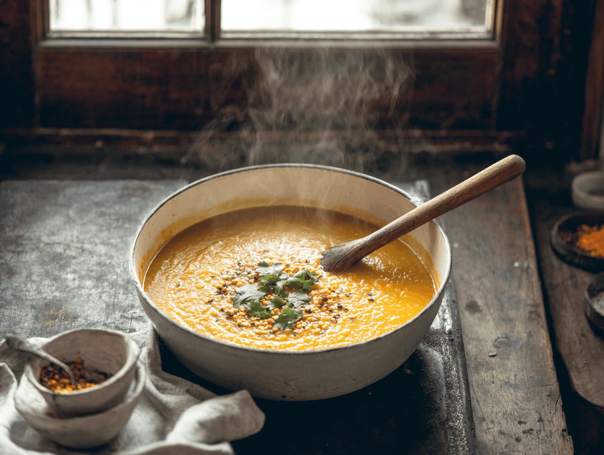 Easy Lentil Soup Recipe – A Hearty Bowl of Comfort Made Simple 5 easy lentil soup recipe ingredients flat lay