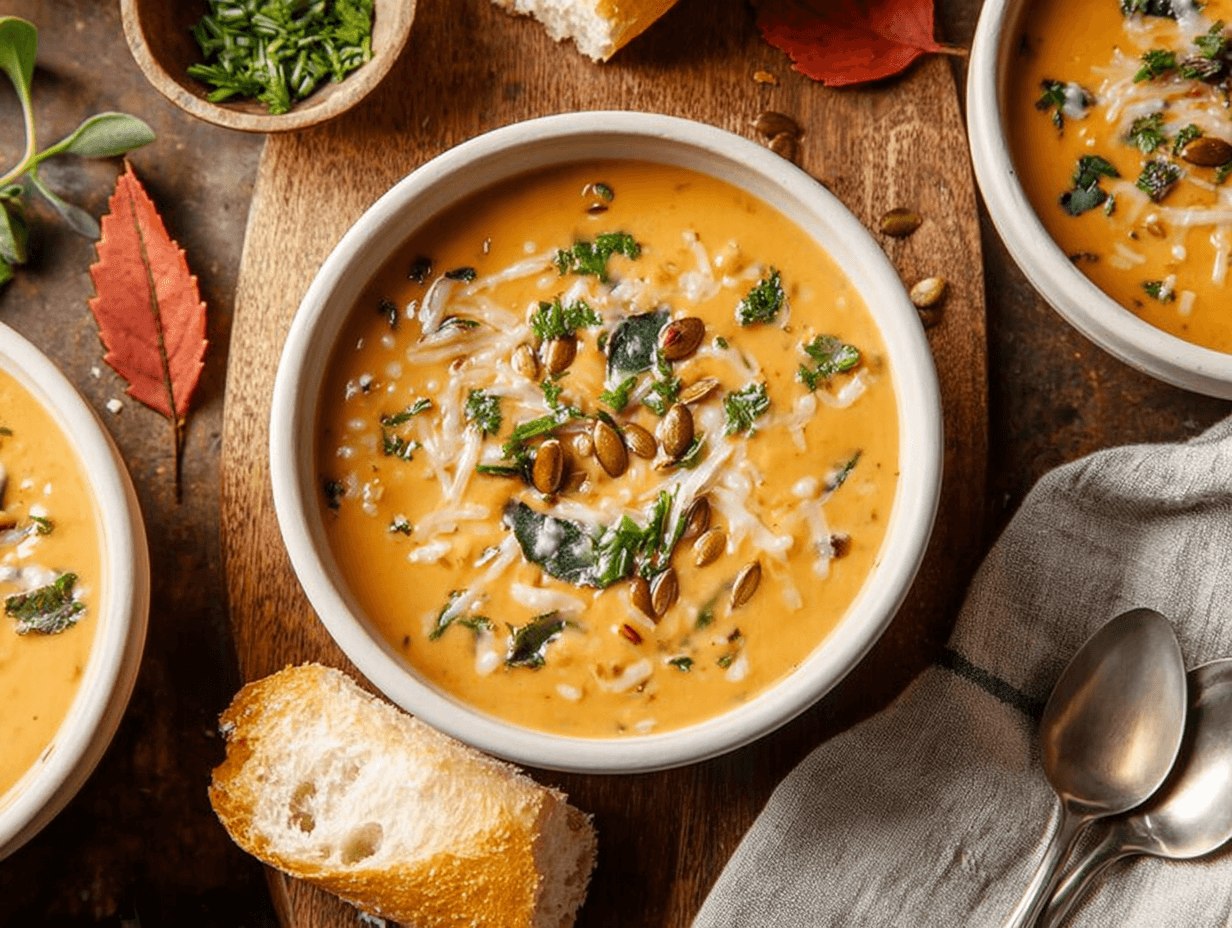 Fall Soup Recipes – Cozy Comfort in Every Spoonful 5 Cozy fall soup recipes on rustic autumn table