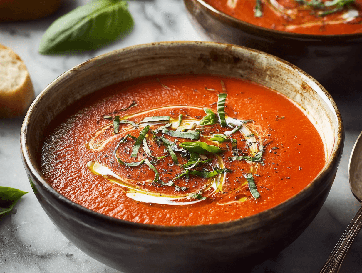 Fresh Tomato Soup Recipe – Simple, Creamy, and Full of Flavor 6 fresh tomato soup recipe in rustic bowl
