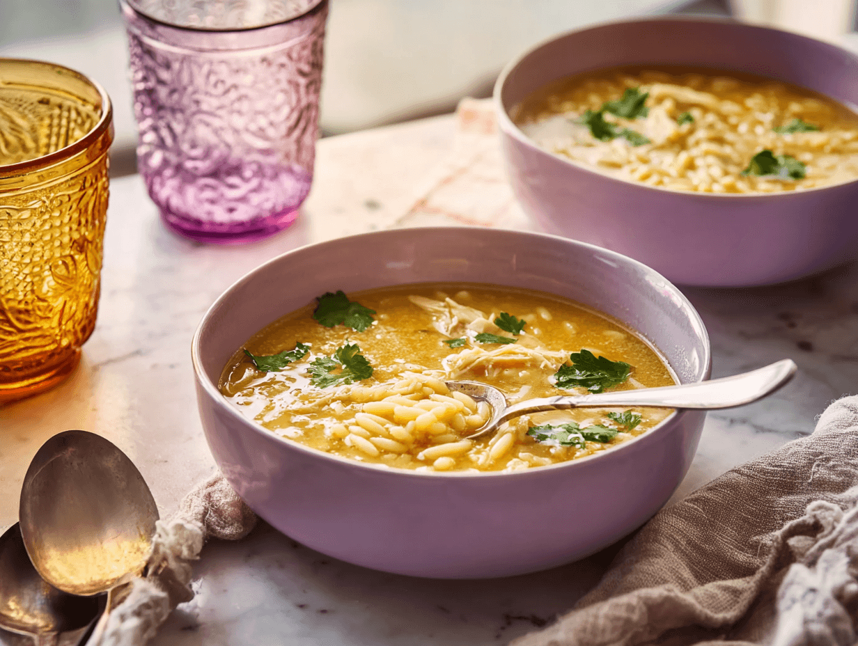 How to Make Italian Penicillin Soup – The Healing Comfort Bowl 9 Italian penicillin soup with chicken and pastina served in lavender bowls