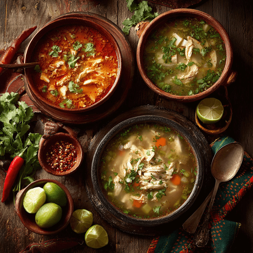 Mexican Soup Recipes – 7 Authentic & Flavorful Classics You’ll Love 8 Sopa de lima with lime slices on recipe card setup
