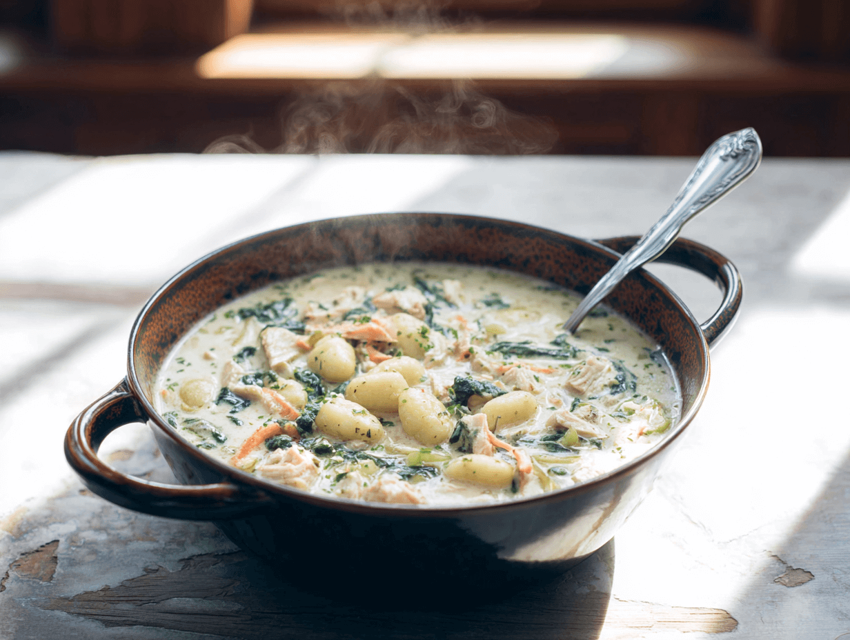 Olive Garden Gnocchi Soup Recipe: A Creamy Classic You’ll Love 6 Olive Garden gnocchi soup recipe card with ingredients