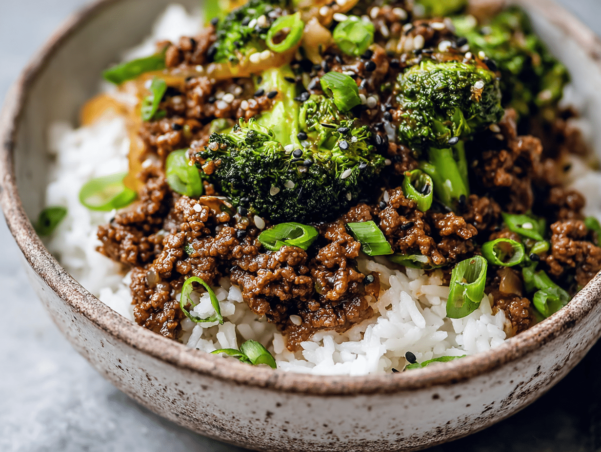 Beef and Broccoli Stir Fry – Better Than Takeout at Home 5 ground beef and broccoli stir fry with onions over jasmine rice