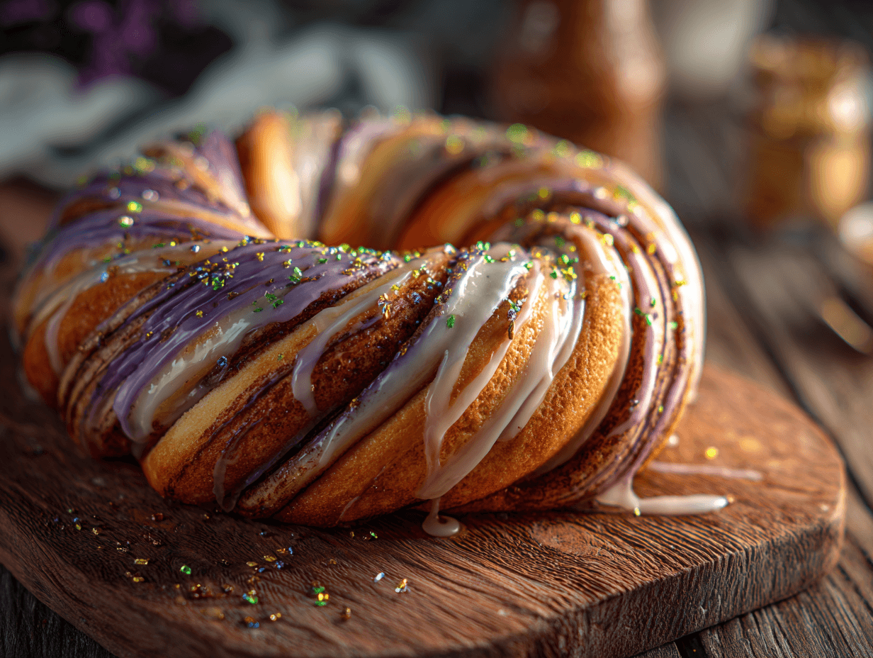 Min King Cake Made Easy for a Festive, Tender Bite 4 Min King Cake with cinnamon swirl and vanilla glaze