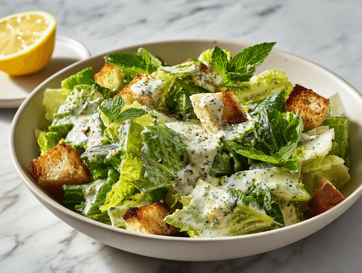Green Goddess Caesar Hybrid Recipe 5 Green Goddess Caesar Hybrid salad with romaine, parmesan, and herby dressing