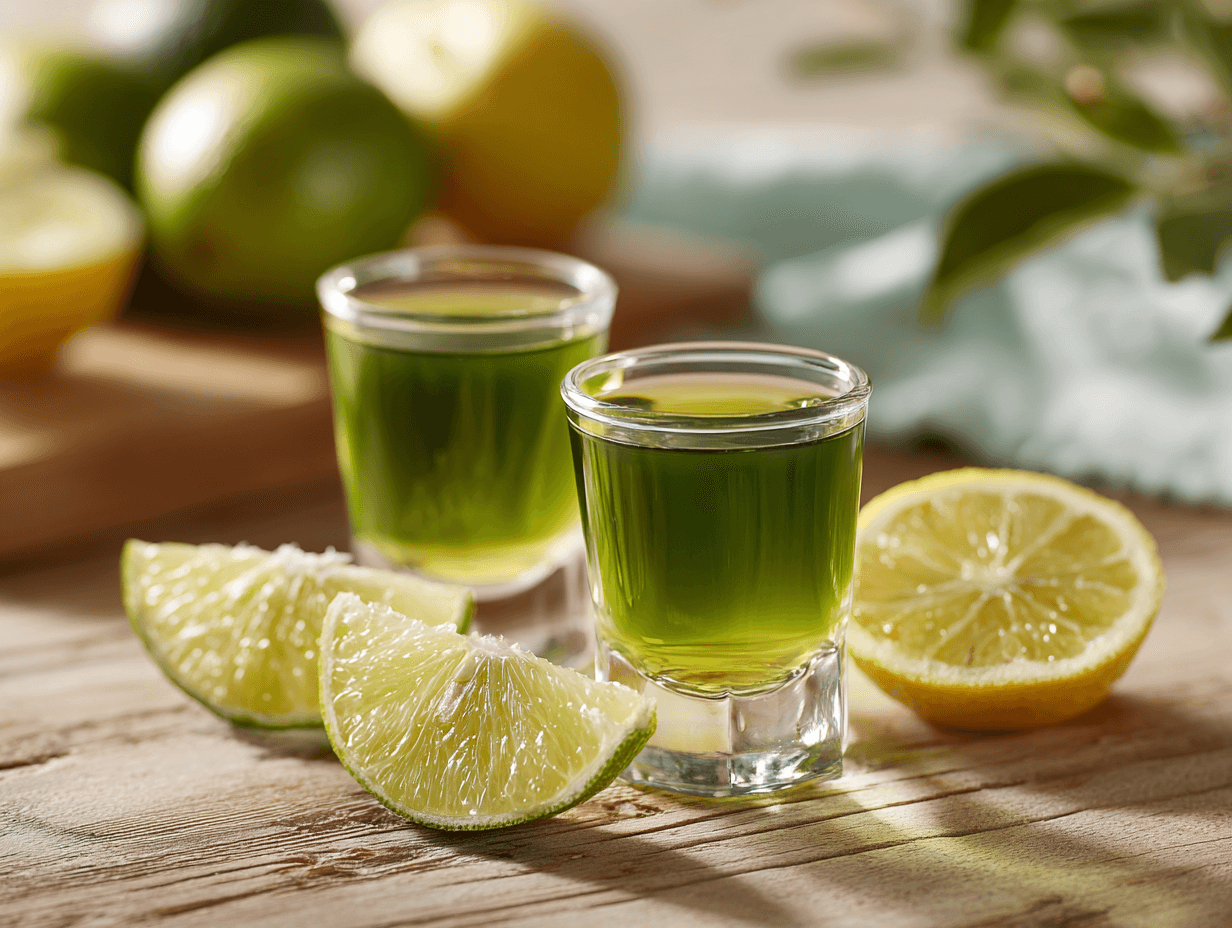Green Tea Shot Recipe That Tastes Fresh and Easy to Make 4 green tea shot recipe in clear glasses