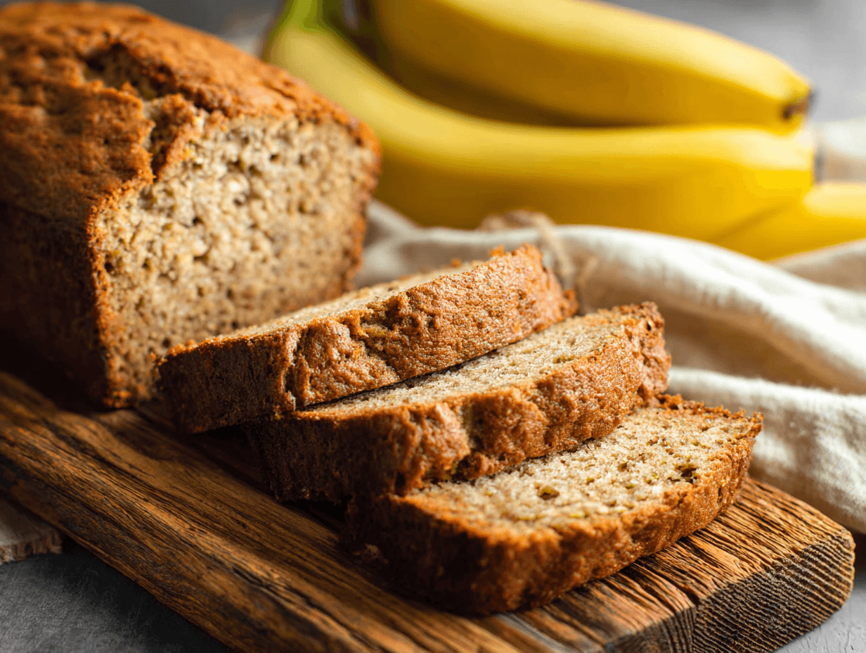 Protein Banana Bread: Easy, Moist, High-Protein Loaf 4 protein banana bread sliced loaf with bananas and Greek yogurt