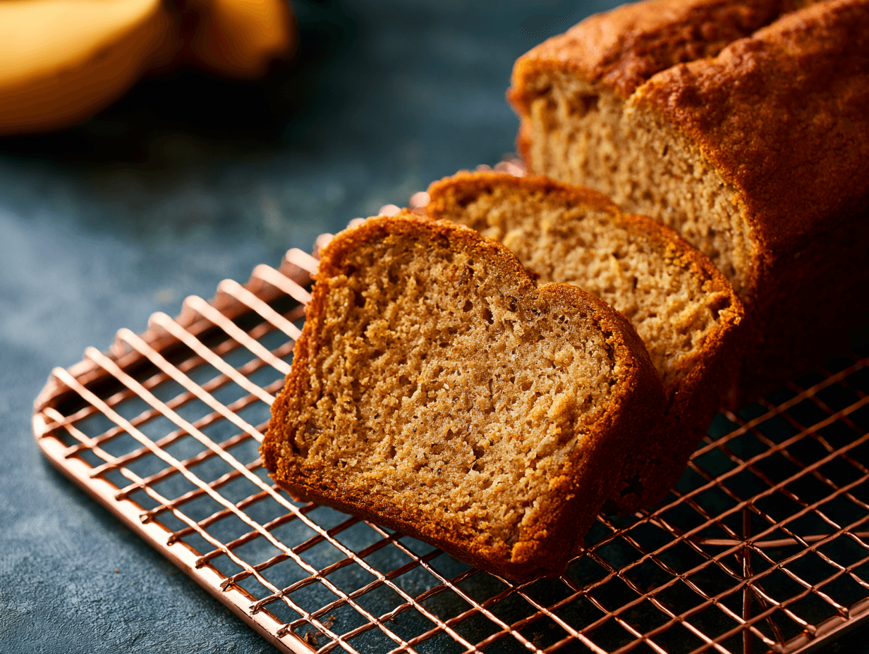 Healthy Banana Bread Recipe That Tastes Amazing Every Time 4 healthy banana bread sliced on cooling rack