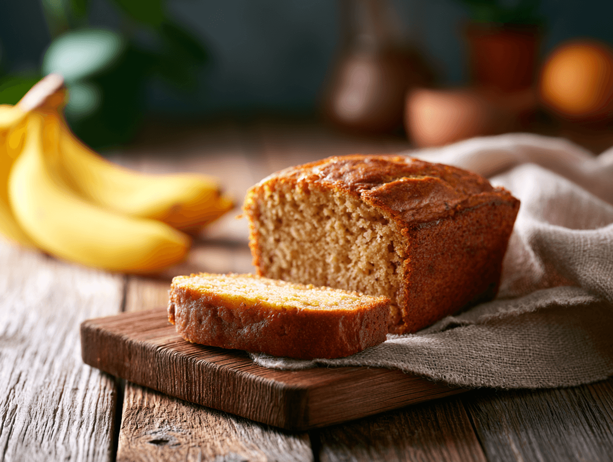 Banana Bread Without Sugar: Amazing Naturally Sweet Homemade Recipe 4 Banana Bread Without Sugar sliced on a wooden table